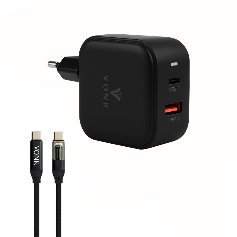 شارژر دیواری 45 وات 2 پورت وونک مدل CA-45 به همراه کابل شارژ USB-C