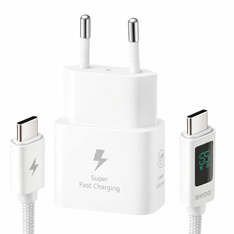 شارژر دیواری 25 وات بوو مدل Galaxy S23fe به همراه کابل USB-C