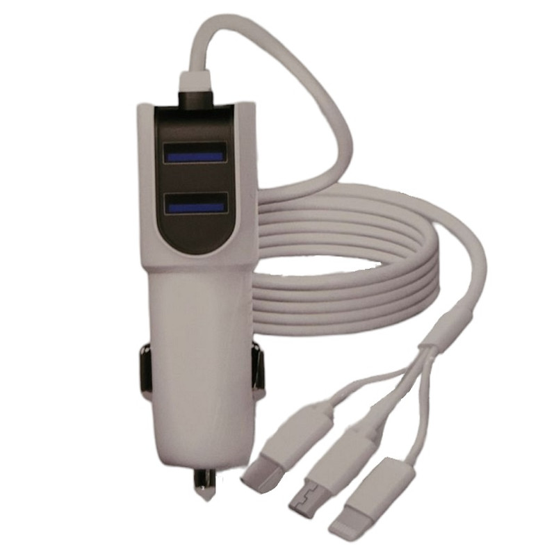شارژر فندکی 25 وات مدل 5V به همراه کابل تبدیل USB به MICROUSB/USB-C/لایتنینگ