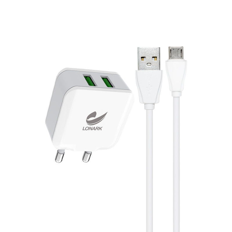 شارژر دیواری 12 وات لونارک مدل LW55 به همراه کابل تبدیل Micro USB